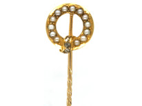 Edwardian 15ct gold, Natural Split Pearl & Rose Diamond Garter Tie Pin