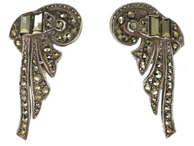 Silver & Marcasite Clip On Earrings