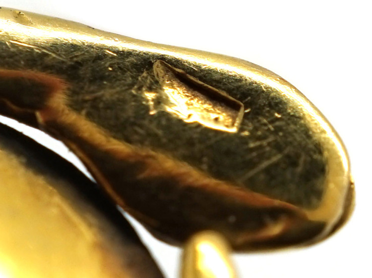 Victorian 18ct Gold Cabochon Garnet & Diamond Cufflinks With Snake Border (STOLEN)