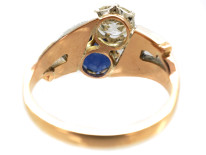Art Deco 18ct Gold & Platinum, Sapphire& Diamond Two Stone Ring