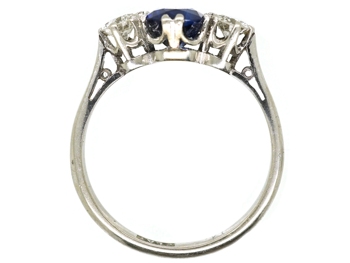 Platinum, Diamond & Sapphire Three Stone Ring (208L) | The Antique ...