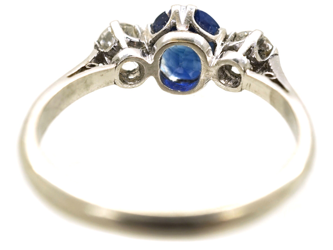 Platinum, Diamond & Sapphire Three Stone Ring (208L) | The Antique ...