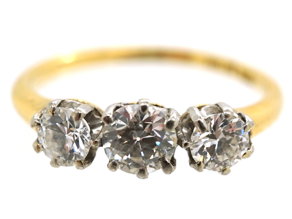 White Diamond Three Stone Ring in 18ct Yellow & White Gold (0.58ct tw.) main image 1