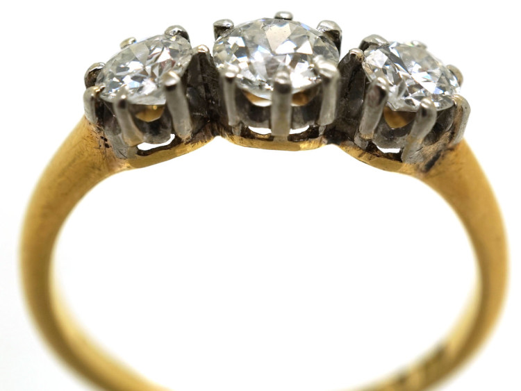 18ct Yellow & White Gold Diamond Three Stone Ring