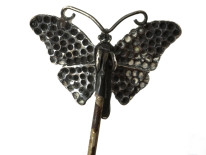 Edwardian Silver Butterfly Hatpin by Charles Horner
