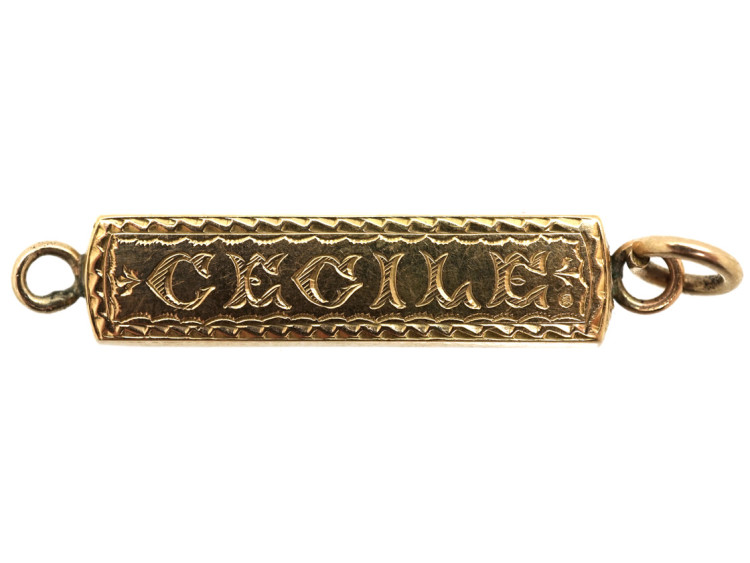 Victorian 9ct Gold Pendant with Cecile Engraved