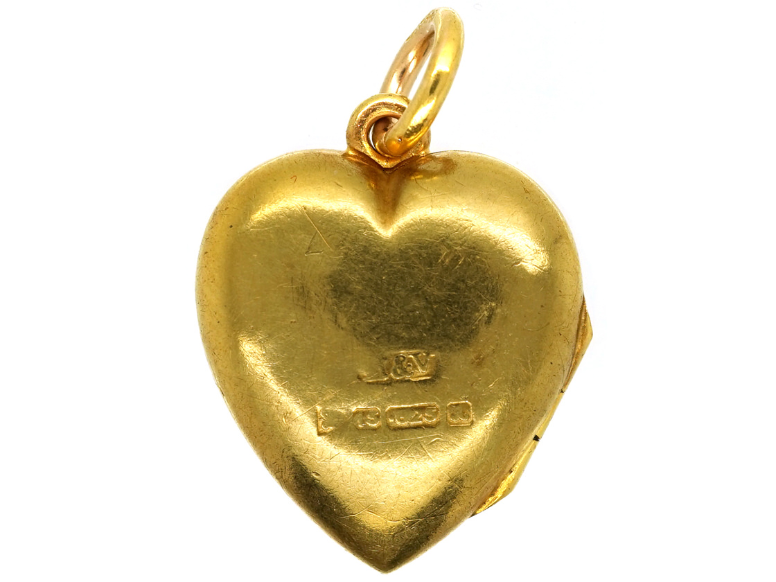 Edwardian 15ct Gold Heart Shaped Locket Set With a Sapphire, Ruby ...