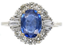 18ct White Gold Sapphire & Diamond Cluster Ring