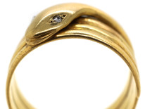 Victorian 15ct Gold Snake Ring With Rose Diamond Eyes