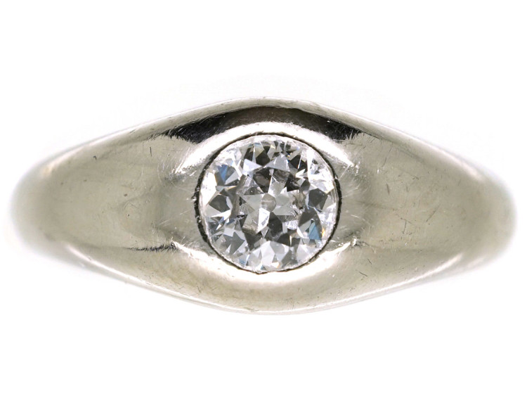 Art Deco French Platinum & Single Stone Diamond Ring