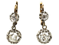 French Two Stone Diamond Drop Earrings