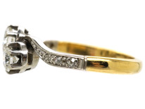 Edwardian 18ct Gold & Platinum, Two Diamond Crossover Ring