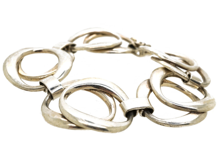Silver Overlapping Rings Bracelet