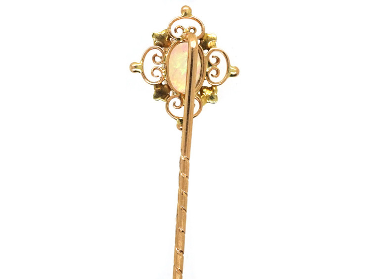 Edwardian 15ct Two Colour Gold & Opal Tie Pin
