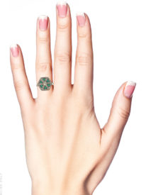 Art Deco Silver, Green & White Paste Ring