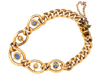 Edwardian 15ct Gold Bracelet Set With Sapphires & Diamonds