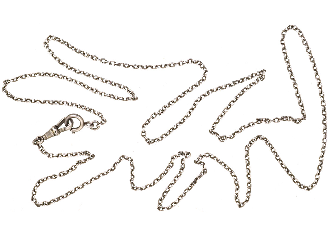 Victorian Silver Chain With Dog Clip Clasp (867K) The Antique