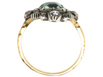 Georgian 15ct Gold, Foiled Green Aquamarine & Rose Diamond Ring