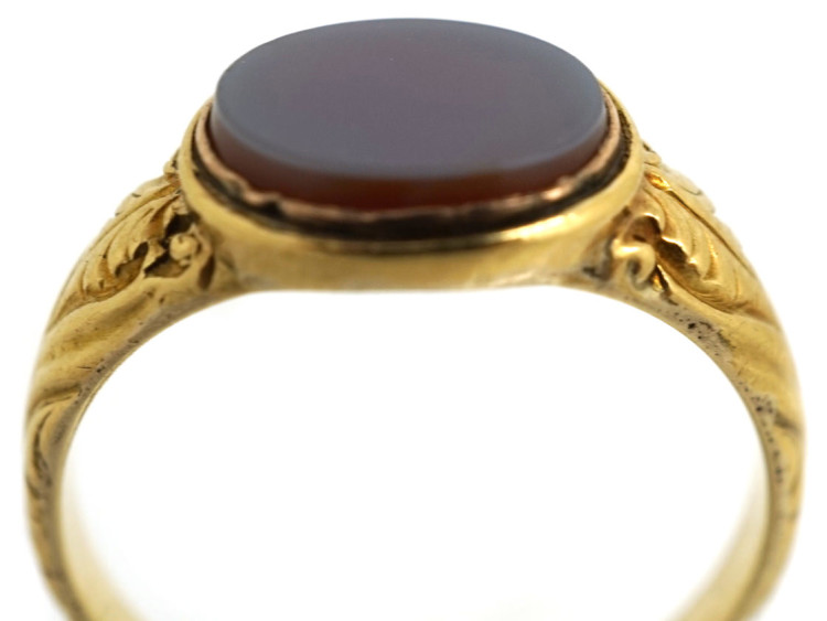 18ct Gold Early Victorian Signet Ring Set with a Carnelian