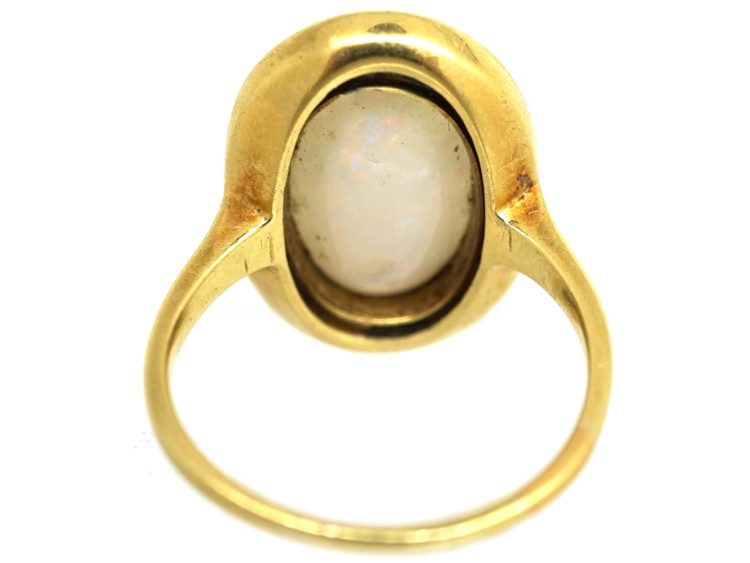 Art Deco 18ct Gold, Opal & Black Enamel Ring