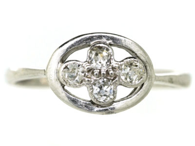 Art Deco 18ct White Gold Ring Set With Four Diamonds