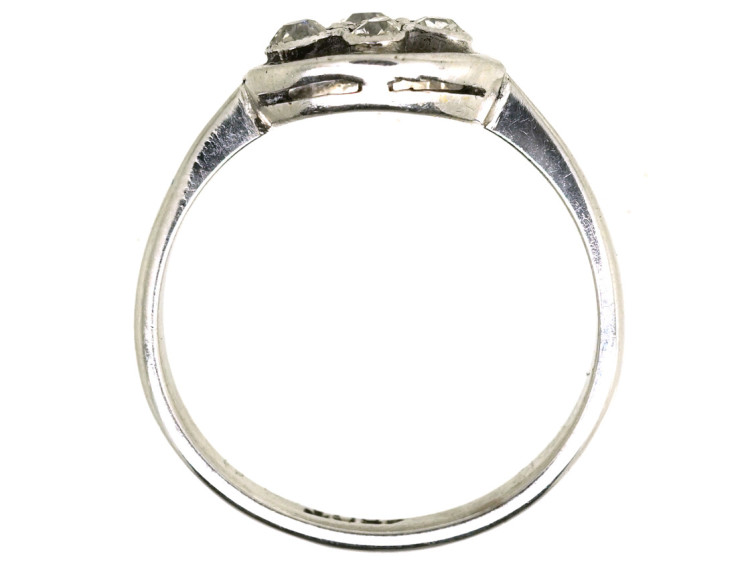 Art Deco 18ct White Gold Ring Set With Four Diamonds