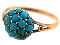 Edwardian 9ct Gold & Turquoise Cluster Ring