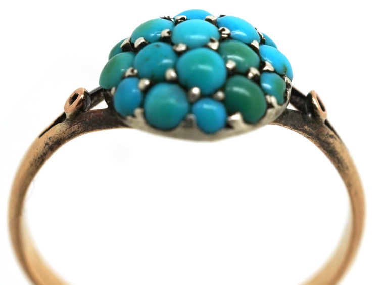 Edwardian 9ct Gold & Turquoise Cluster Ring