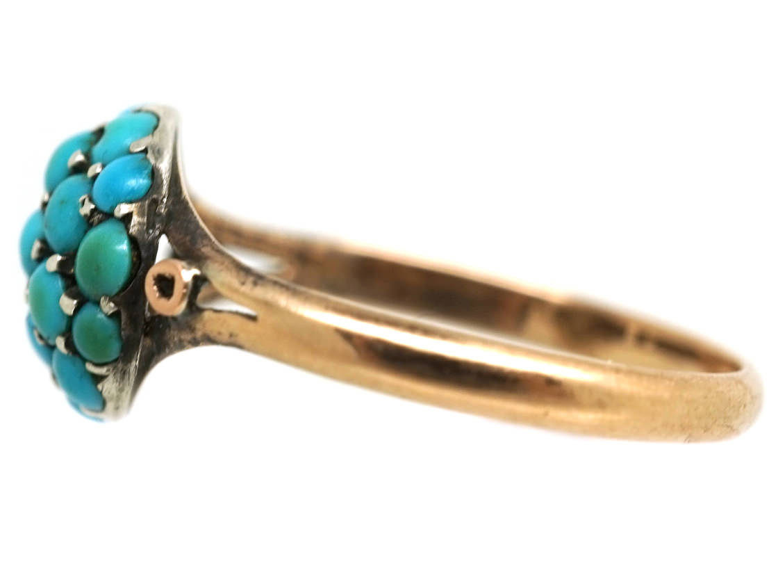 Edwardian 9ct Gold & Turquoise Cluster Ring (226L) | The Antique ...