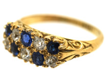Edwardian 18ct Gold, Sapphire & Diamond Chequerboard Ring