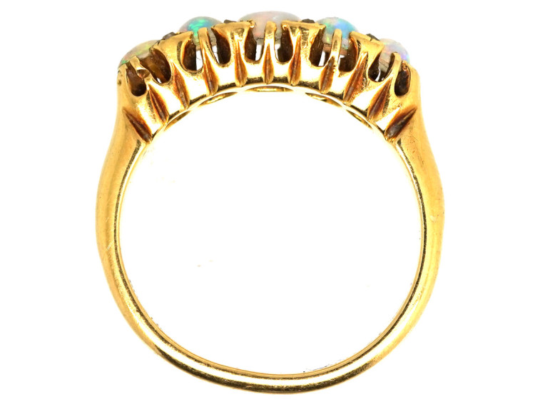 Edwardian Opal & Rose Diamond Five Stone Ring
