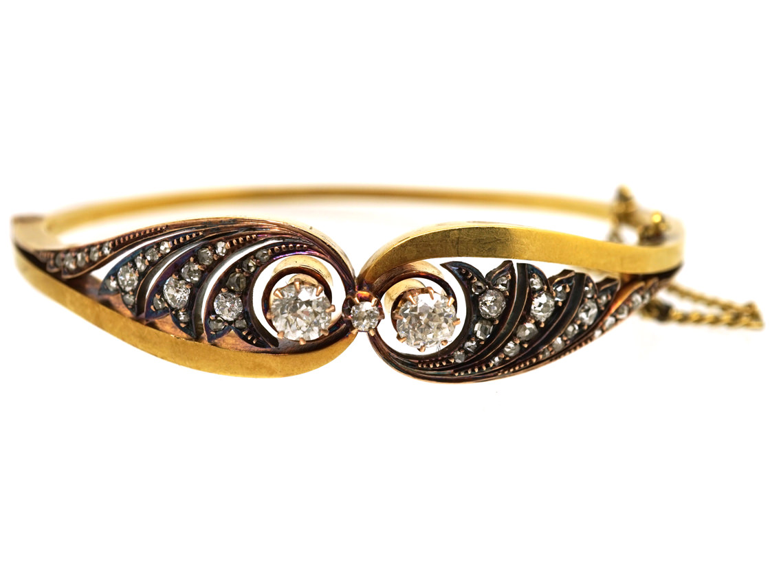 Edwardian 15ct Gold & Diamond Bangle (454L) | The Antique Jewellery Company