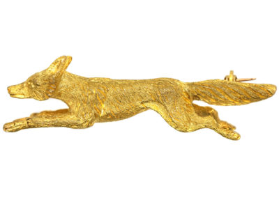 Edwardian 15ct Gold Running Fox Brooch