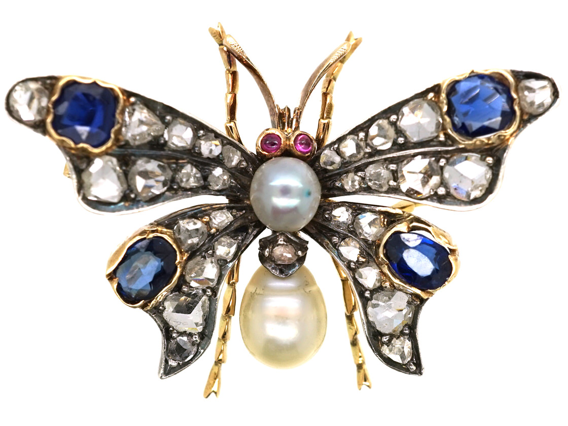 antique diamond butterfly brooch