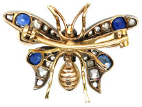 Edwardian Sapphire, Natural Pearl, Ruby & Diamond Butterfly Brooch