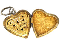 Georgian Silver Heart Shaped Pendant with Vinaigrette Inside