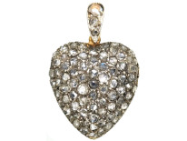 Edwardian 15ct Gold & Rose Diamond Heart Shaped Pendant