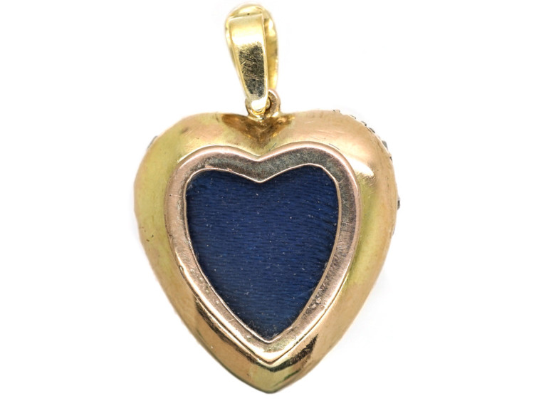 Edwardian 15ct Gold & Rose Diamond Heart Shaped Pendant