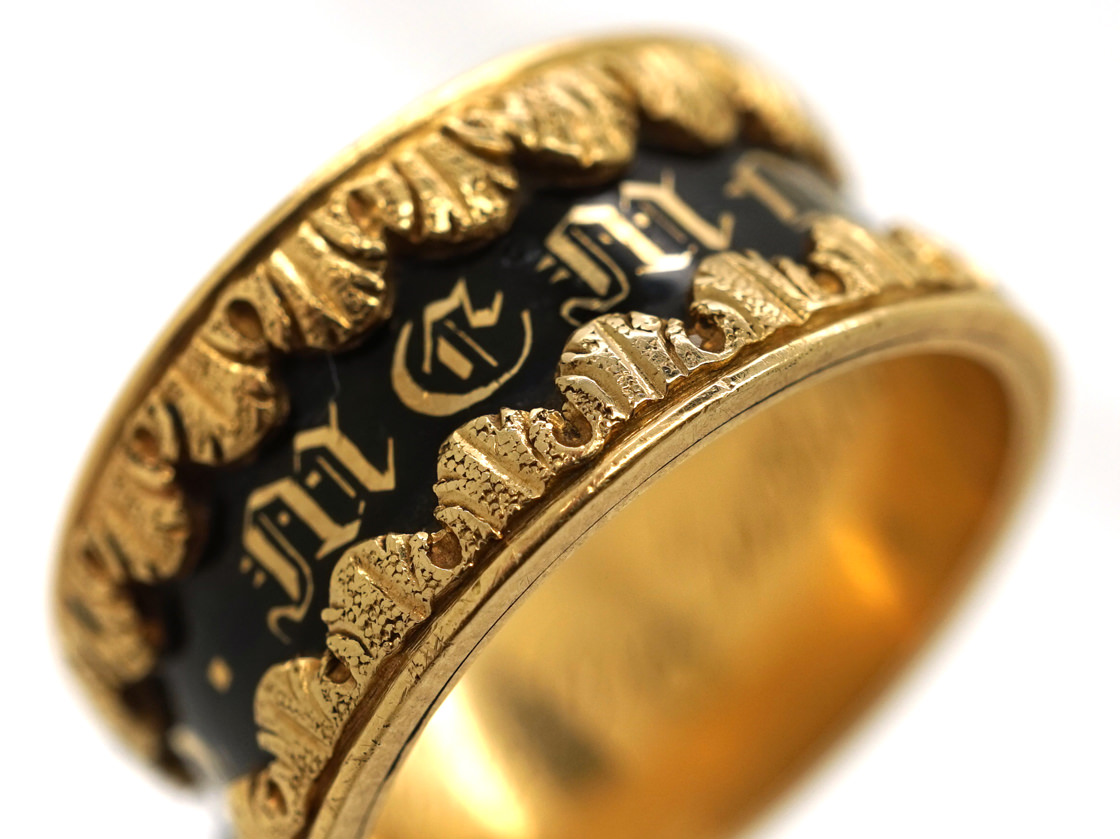 Early Victorian 18ct Gold Memorial Ring (349L) | The Antique Jewellery Company