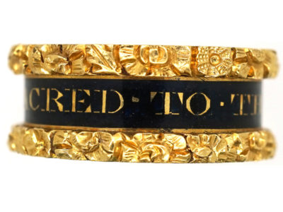 Georgian 18ct Gold & Enamel Mourning Ring for William Dent