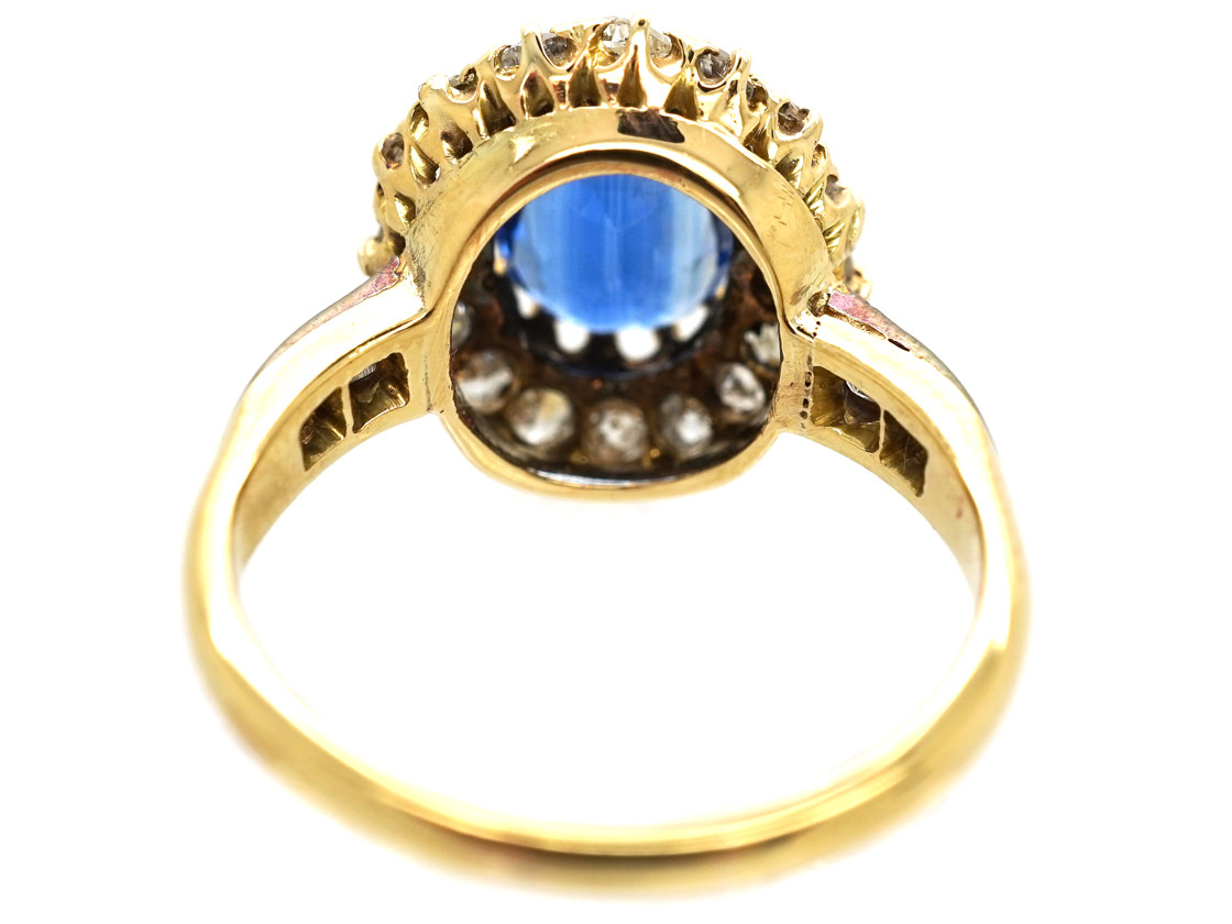 Edwardian 18ct Gold Oval Sapphire & Diamond Ring (278L) | The Antique ...