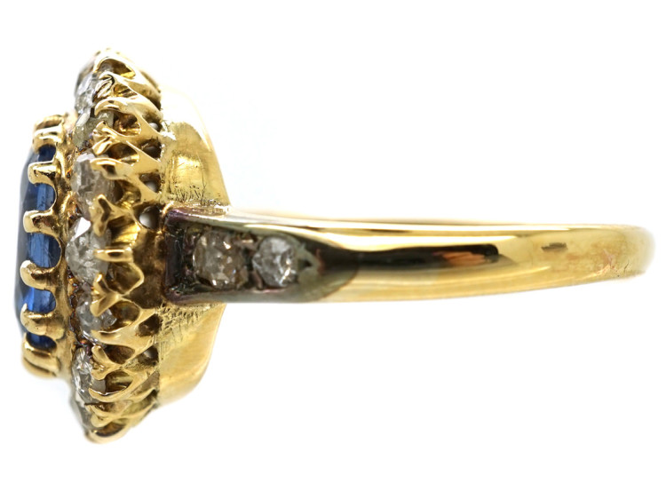 Edwardian 18ct Gold Oval Sapphire & Diamond Ring