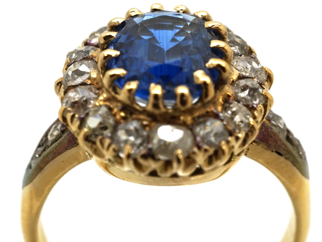 Edwardian 18ct Gold Oval Sapphire & Diamond Ring (278L) | The Antique ...