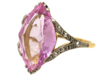 Edwardian 18ct Gold, Synthetic Pink Spinel & Rose Diamond Ring