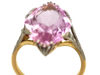 Edwardian 18ct Gold, Synthetic Pink Spinel & Rose Diamond Ring