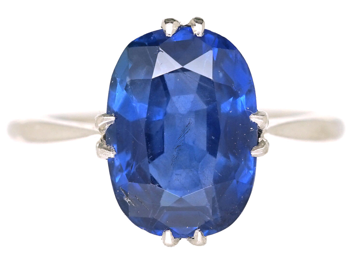 Art Deco Platinum & Sapphire Ring (403L) | The Antique Jewellery Company