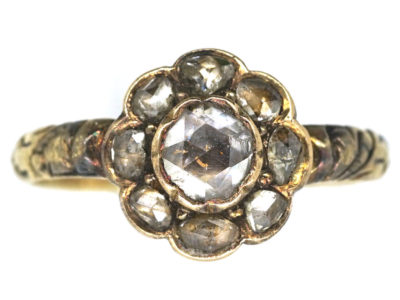 Georgian 18ct Gold Rose Diamond Cluster Ring