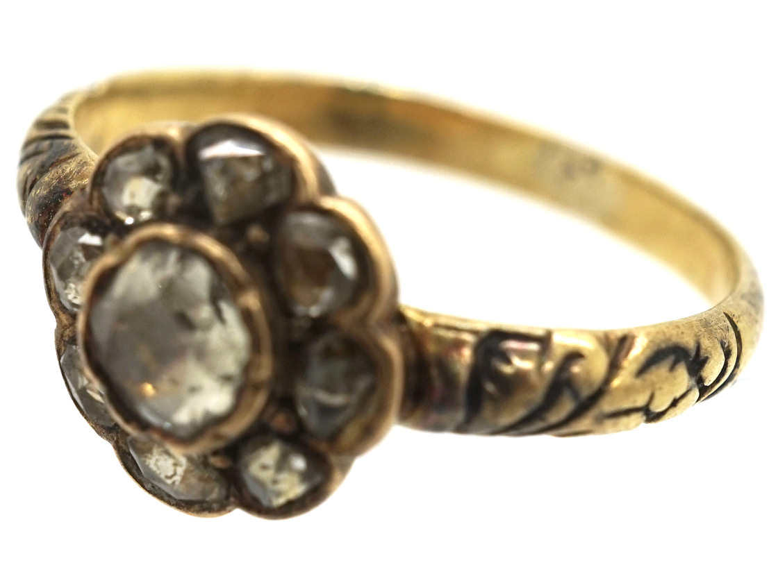 Georgian 18ct Gold Rose Diamond Cluster Ring (346L) | The Antique ...
