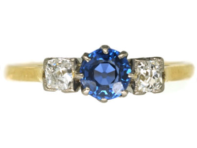 Art Deco 18ct Gold, Sapphire & Diamond Ring