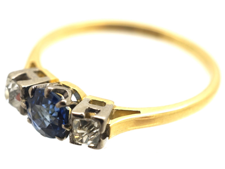 Art Deco 18ct Gold, Sapphire & Diamond Ring